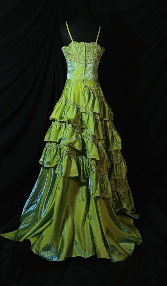 Gorgeous Sheath Tulle Long Prom Dresses Green Formal Evening Dresses DP3013