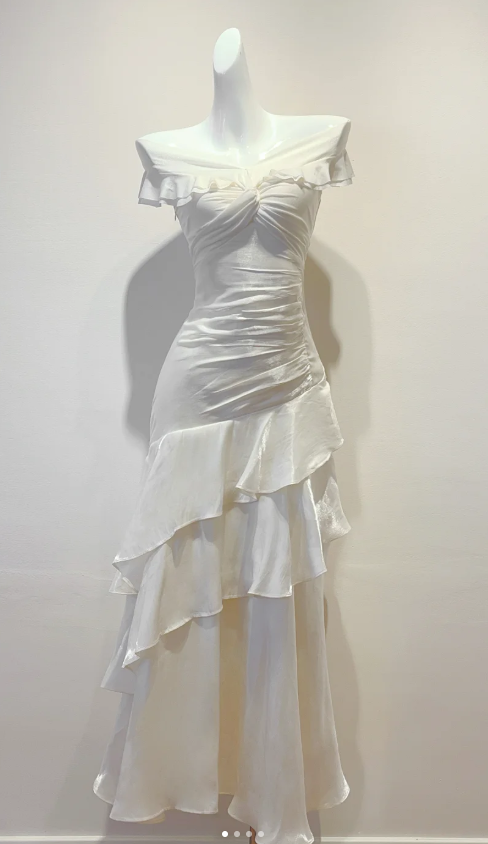 Elegant V-neck Sheath Chiffon Long Prom Dresses White Formal Evening Dresses DP3021