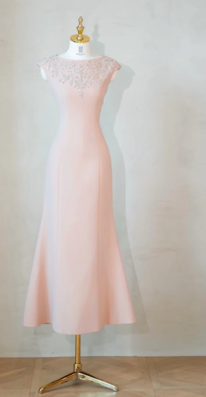 Elegant Jewel Mermaid Mother of the Bride Dresses, Pink Evening Gown DP3234
