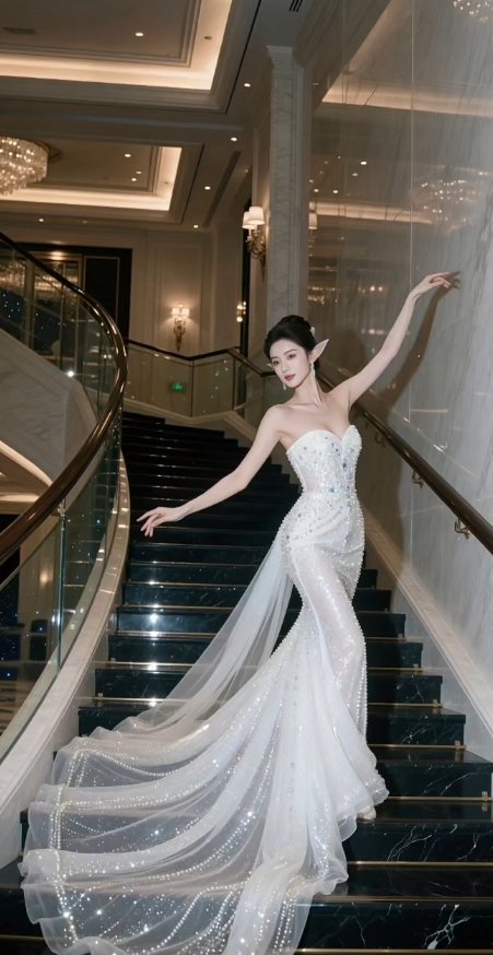 Gorgeous Sheath Train Wedding Dresses, Sleeveless White Bridal Dresses, Beaded Tulle Bridal Gowns DP3940