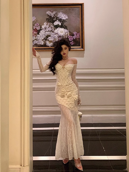 Classy Mermaid White Lace Off The Shoulder 18th Birthday Dress Party Gown 18th Birthday Outfits Birthday Dress Ideas For Women DP573