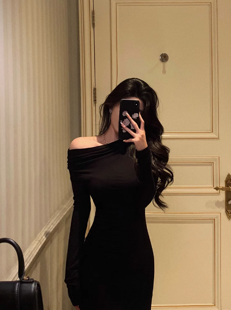 Elegant Mermaid Black Long Sleeves 18th Birthday Dress Party Gown Birthday Outfits Birthday Dress Ideas For Women DP574