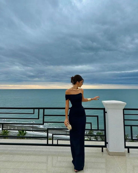 Elegant Wedding Guest Outfit Sheath One Shoulder Formal Night Dresses Summer Wedding Guest Dresses Graduation Dresses DP763