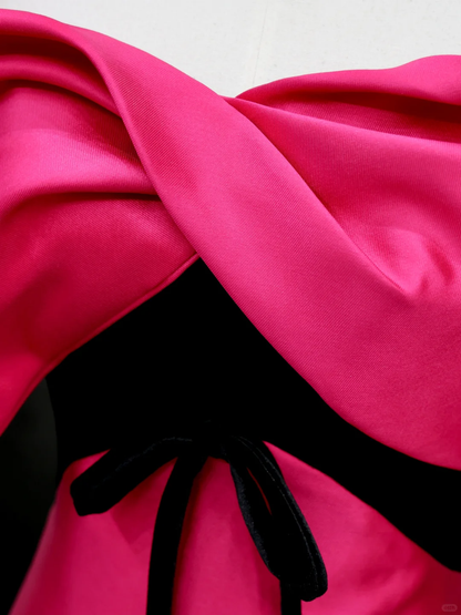 Gorgeous Ball Gown Off The Shoulder Hot Pink Satin Long Prom Dress Party Dress Graduation Dresses DP801