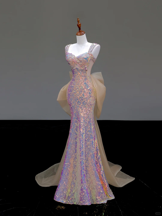 Gorgeous Mermaid Sweetheart Sequin Pink Long Prom Dress Party Dress Graduation Dresses DP828