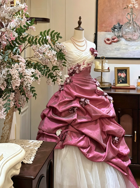 Fairy Sweetheart Ball Gown Long Quinceanera Dress Tulle Applique Birthday Dress Plum Sweet 16 Dress DQ003