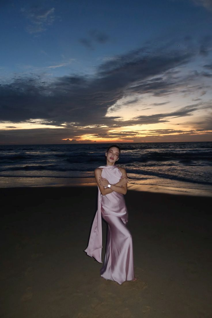 Sexy Sleeveless Pink Satin Mermaid Long Wedding Guest Dress Evening Dress With Scarf SP1301