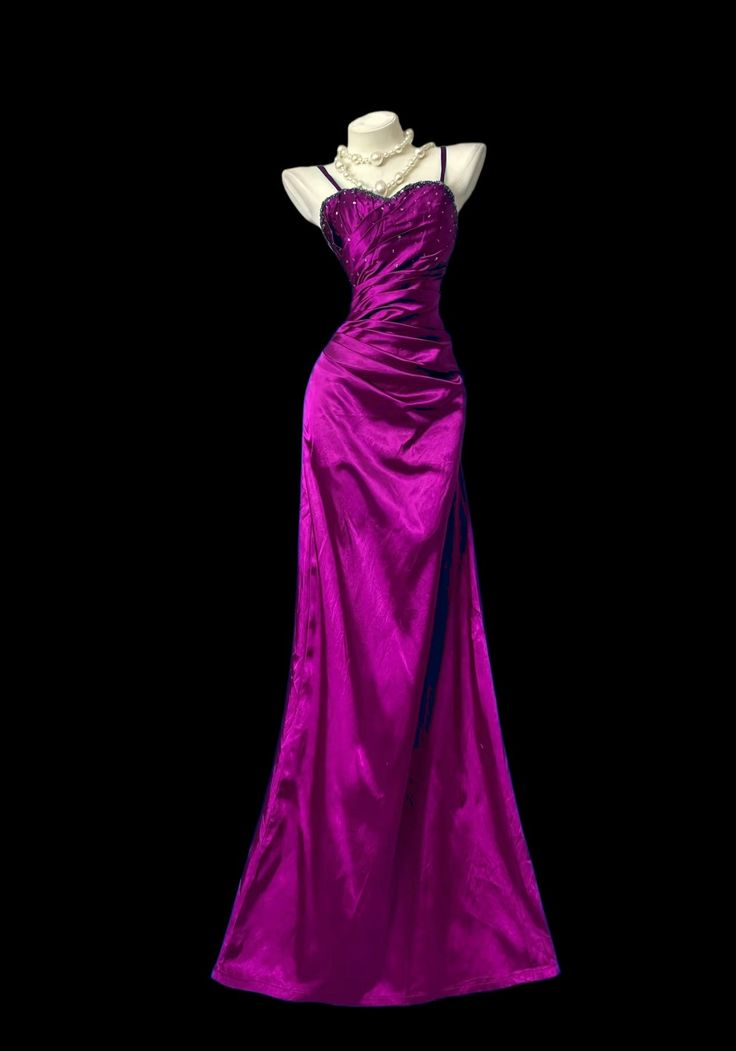 Elegant Spaghetti Straps Lavender Beaded Satin Pleated Mermaid Long Prom Dress Birthday Party Dress SP1752