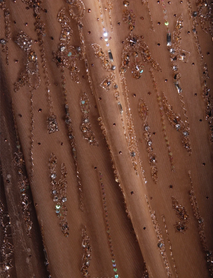 Luxury Champagne One Shoulder Tulle Sequin Beaded Mermaid Long Evening Dress 18th Birthday Outfits D2286
