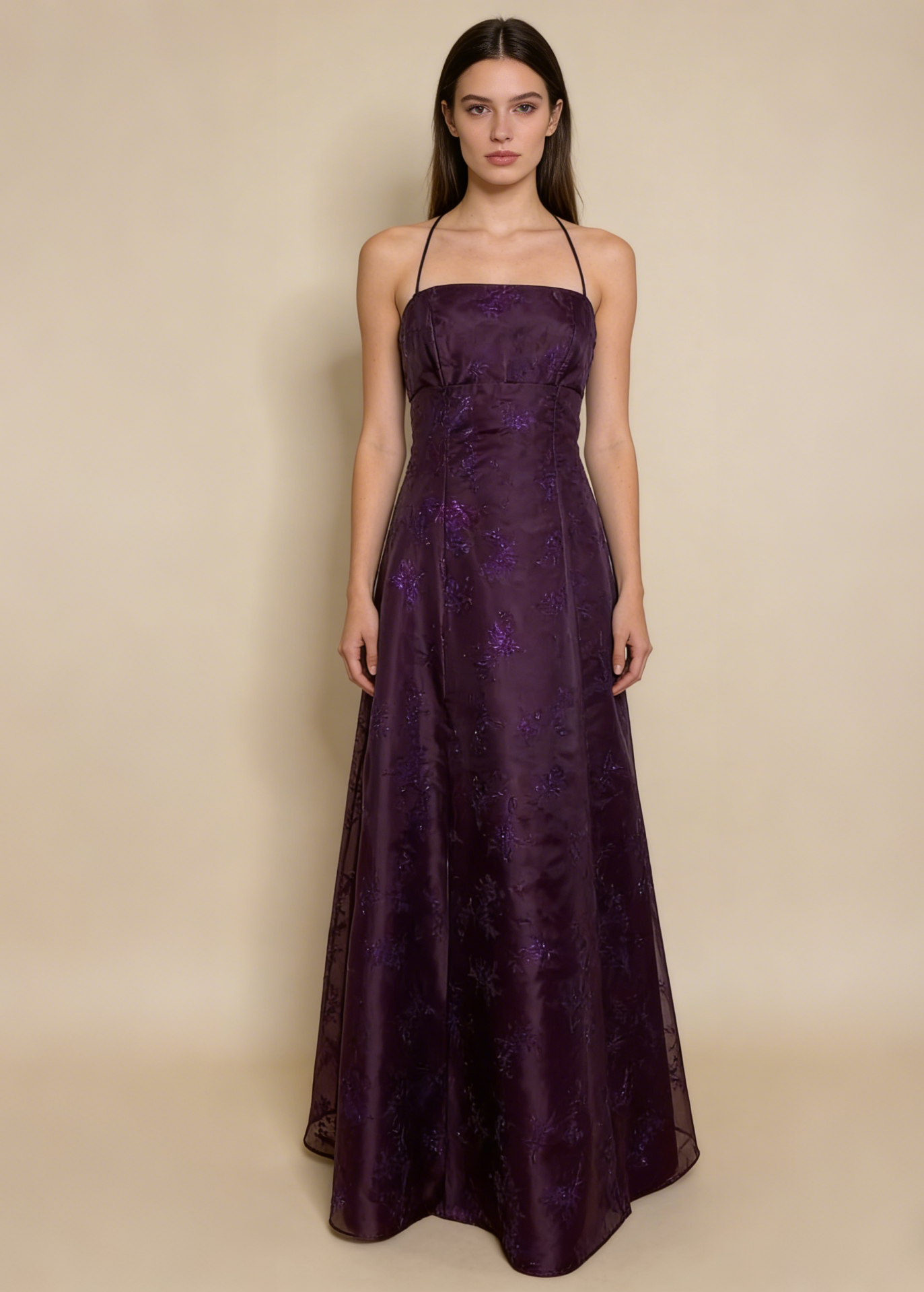 Dark Purple Halter Neck A-Line Long Forml Prom Dress Vintage Party Dress, D900