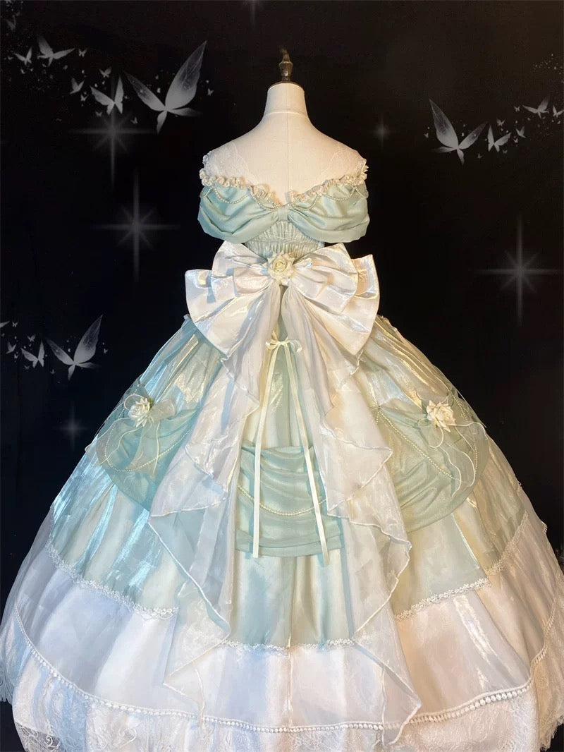 Pretty Ball Gown Sweetheart Satin Short Sleeves Long Evening Gown Prom Dresses