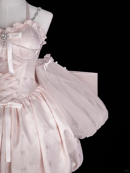Sweet Pink Halter Satin A Line Formal Homecoming Dress Short Birthday Outfits D344