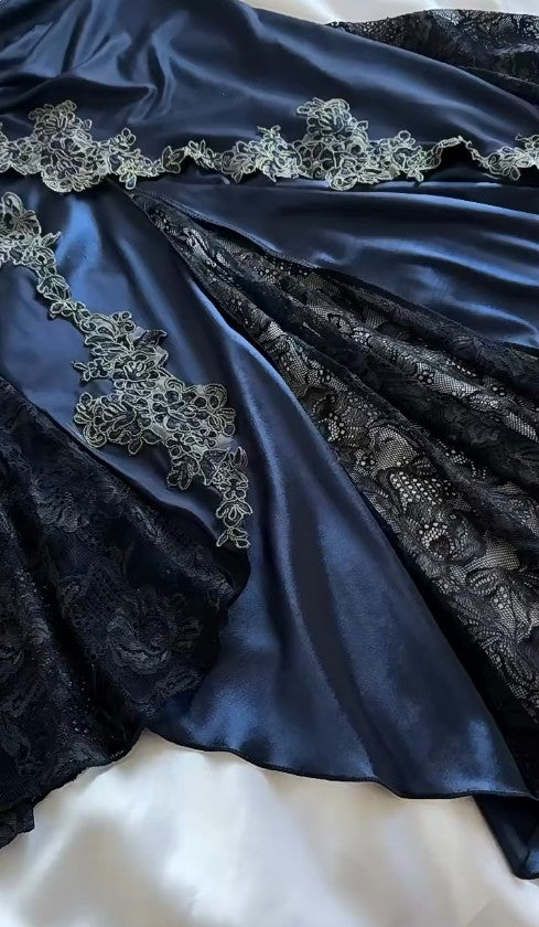 Classy Bodycon Mermaid Straps Long Navy Blue Lace Prom Dress Party Dresses Graduation Dresses DP512