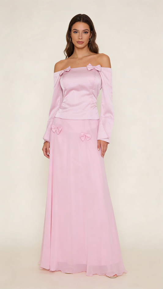 Elegant Pink Off Shoulder Sheath Long Party Dress Lovely Birthday Outfits Prom Dress, D2982