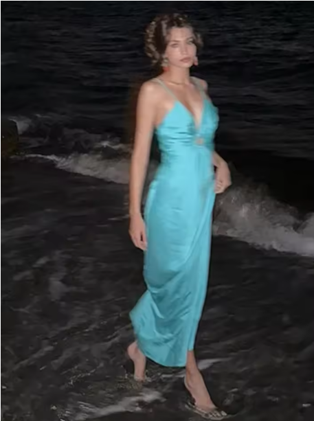V Neck Blue Spaghetti Straps Party Prom Dress Sexy Evening Gown cc2209