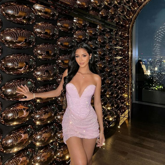 Gorgeous Pink Sweetheart Neck Sheath Short Cocktail Dress Mini Homecoming Dress  S529