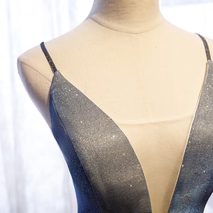 New Shiny A Line V Neck Silver Gray Long Prom Dresses, Gray Long Formal Evening Dresses GG096