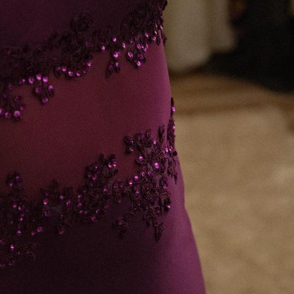 Graceful Mermaid Spaghetti Straps Chiffon Sequin Applique Long Prom Dress,Evening Dress GG1177