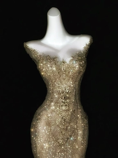 Sparkly Mermaid Off The Shoulder Tulle Sequin Long Prom Dress,Evening Dress GG1330