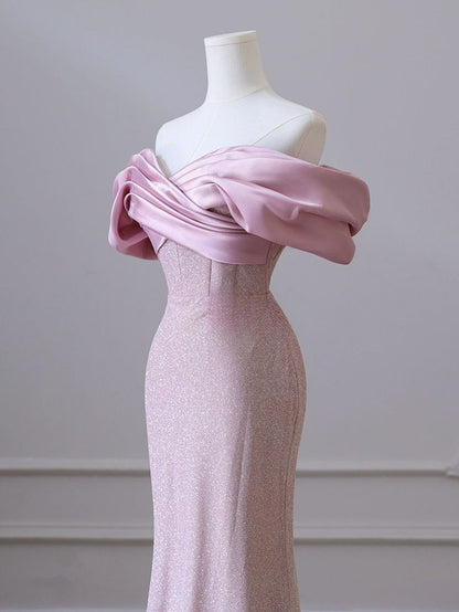 Pretty Mermaid Off The Shoulder Satin Sequin Long Prom Dress,Evening Dress GG1609