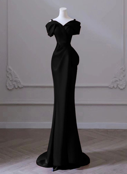 Chic Mermaid Sweetheart Off The Shoulder Satin  Long Prom Dress, Evening Dress GG175