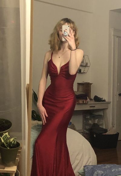 Elegant Mermaid Spaghetti Straps Burgundy Satin  Long Prom Dress,Evening Dress GG1819