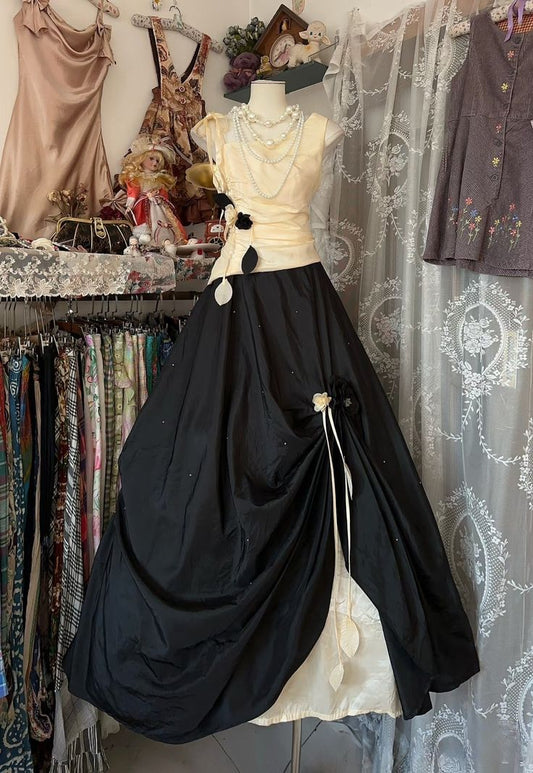 Lovely Ball Gown Satin Applique Long Prom Dress,Spring Dress,Evening Dress GG2057