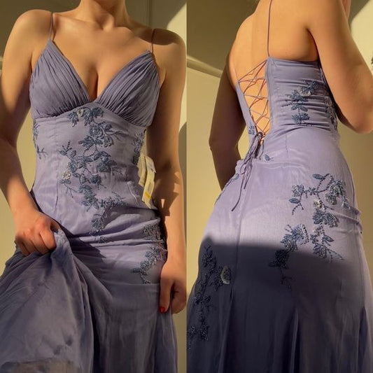 Pretty Mermaid Spaghetti Straps Chiffon Applique Long Prom Dress,Evening Dress GG2090