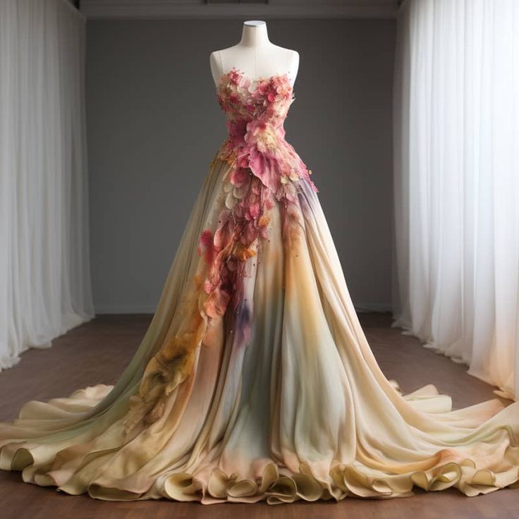 Classy A line Strapless Gradient Chiffon Applique Long Prom Dress,Party Dress,Evening Dress GG2195