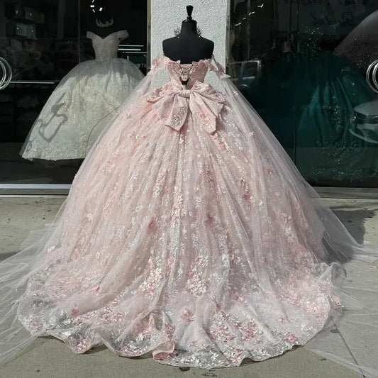 Gorgeous Ball Gown Off The Shoulder Pink Satin Tulle Lace Applique Long Prom Dress,Party Dress,Evening Dress GG2319