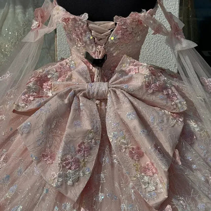 Gorgeous Ball Gown Off The Shoulder Pink Satin Tulle Lace Applique Long Prom Dress,Party Dress,Evening Dress GG2319