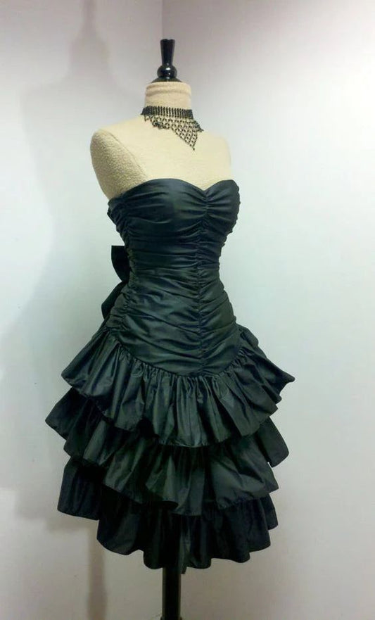 Classy A Line Sweetheart Satin Pleated Tiered Short Prom Dress,Homecoming Dress,Evening Dress GG2344