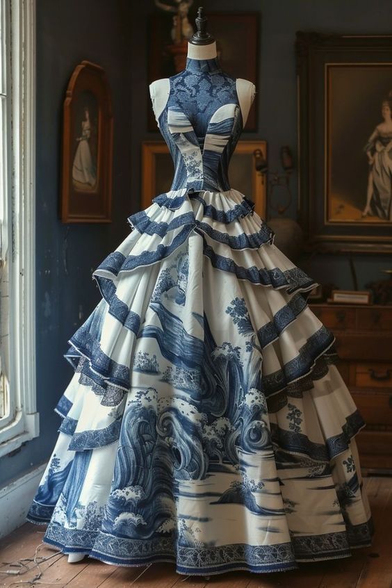 Stunning Ball Gown Halter Satin Printing Long Prom Dress,Party Dress,Evening Dress GG2358