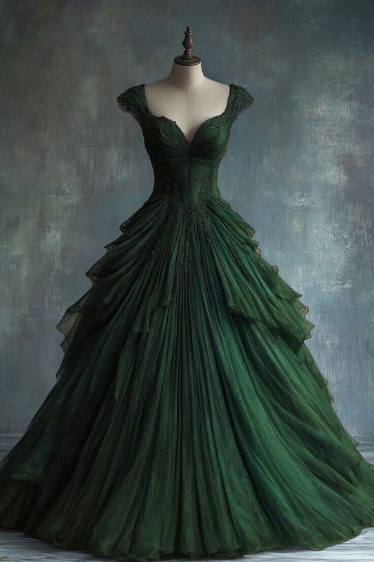 Vintage Ball Gown Sweetheart Tulle Long Prom Dress, Party Dress, Evening Dress GG2424