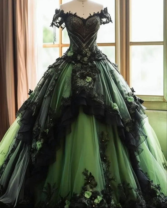 Stunning Ball Gown Off The Shoulder Tulle Applique Long Prom Dress, Party Dress, Evening Dress GG2514
