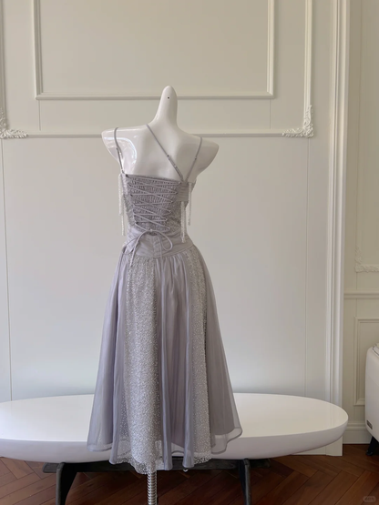Classy A Line Spaghetti Straps Chiffon Beaded Long Prom Dress, Party Dress, Evening Dress GG2579