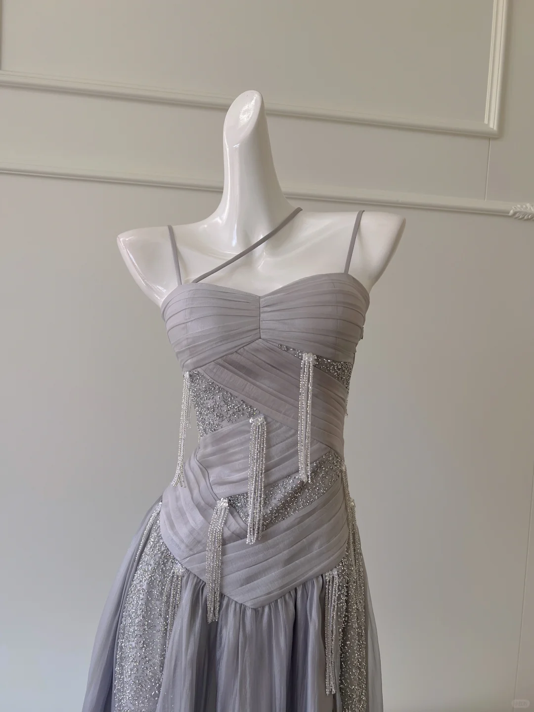 Classy A Line Spaghetti Straps Chiffon Beaded Long Prom Dress, Party Dress, Evening Dress GG2579