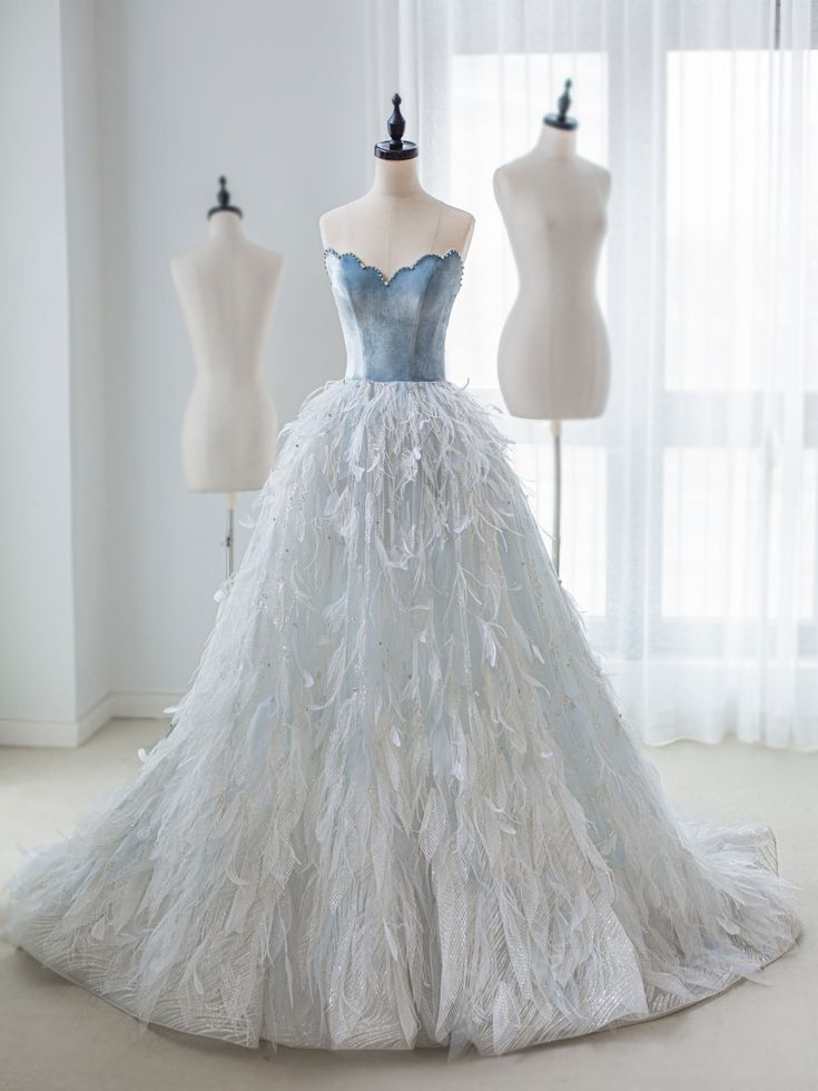 Exquisite A Line Sweetheart Imitation Feather Long Prom Gresses,Evening Dresses  GG262