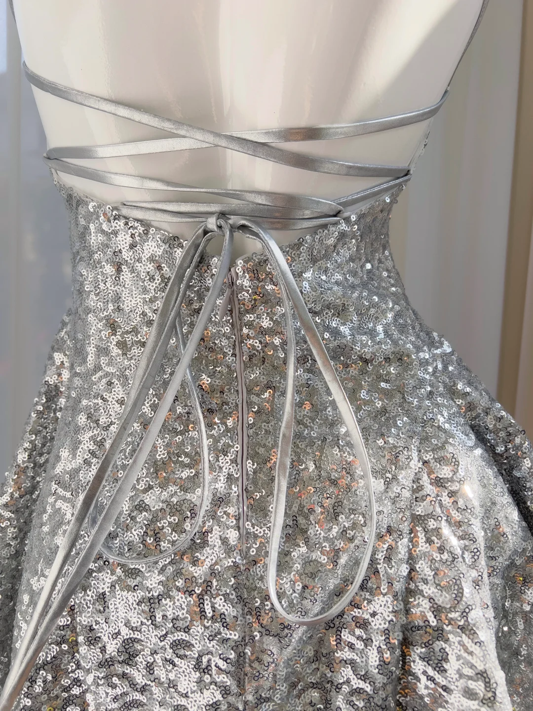 Shiny A Line Halter Silver Sequin Short Prom Dress,Homecoming Dress,Birthday Dress GG2622