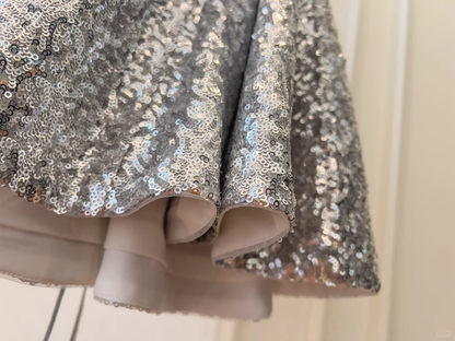 Shiny A Line Halter Silver Sequin Short Prom Dress,Homecoming Dress,Birthday Dress GG2622