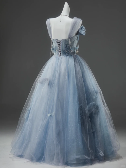 Fairy Ball Gown Off The Shoulder Tulle Applique Long Prom Dress, Party Dress, Evening Dress GG2862