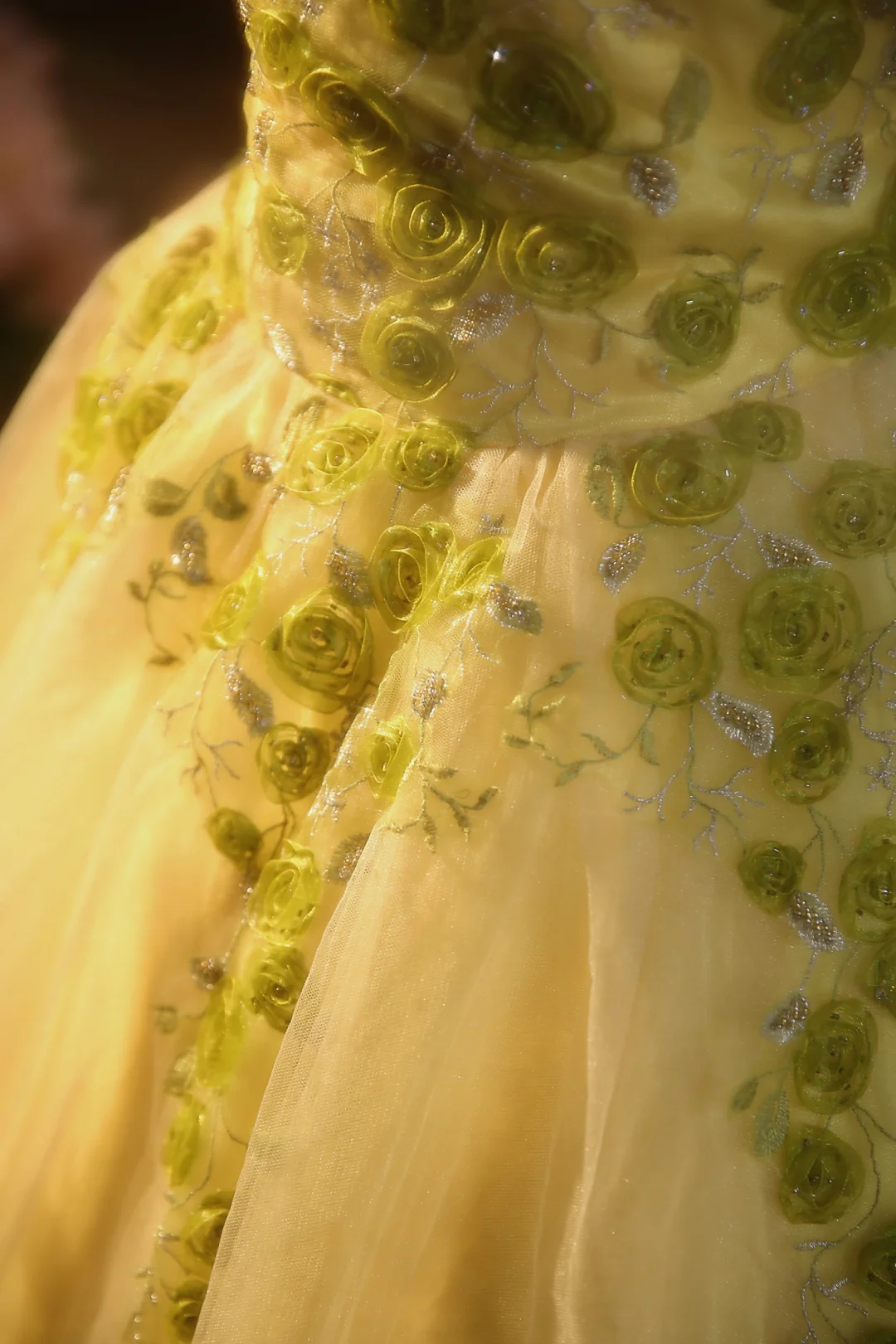 Vintage Yellow Ball Gown Strapless Tulle Applique Long Prom Dress, Party Dress, Evening Dress GG2866