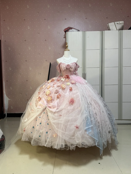 Gorgeous Ball Gown Strapless Tulle Applique Long Prom Dress, Party  Dress, Evening Dress GG2908
