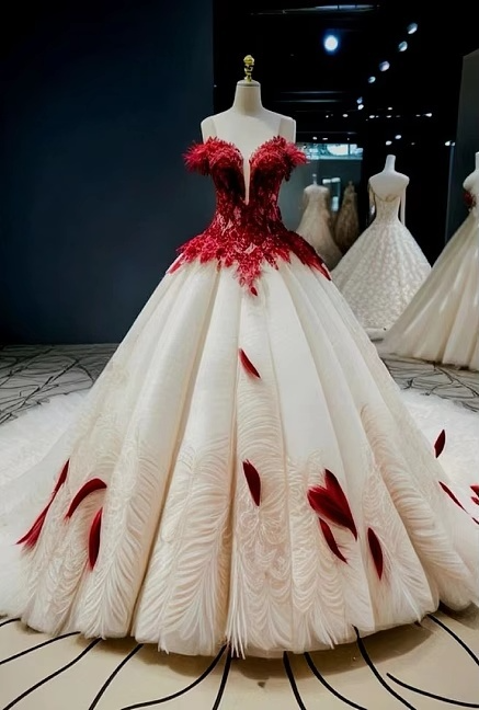 Unique Ball Gown Off The Shoulder Tulle Lace Long Wedding Dress GG2985