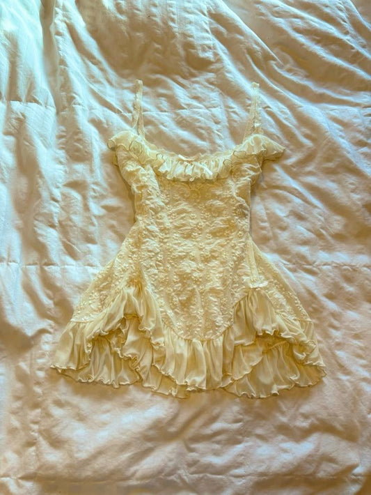 Cute A Line Spaghetti Straps Pastel Yellow Chiffon Short Prom Dress,Homecoming Dress,Birthday Dress GG3350