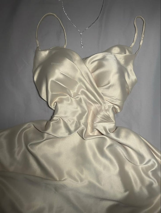 Pretty A Line Spaghetti Straps Silk Satin Short Prom Dress,Homecoming Dress,Birthday Dress GG3387