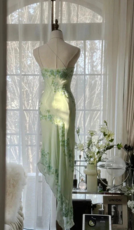 Gorgeous Mermaid One Shoulder Strap Chiffon Applique Sequin Long Prom Dress,Homecoming Dress,18th Birthday Dress GG3571