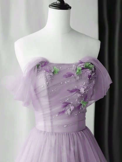 Elegant A Line Off The Shoulder Beaded Flowers Long Prom Dress,Evening Dress GG357