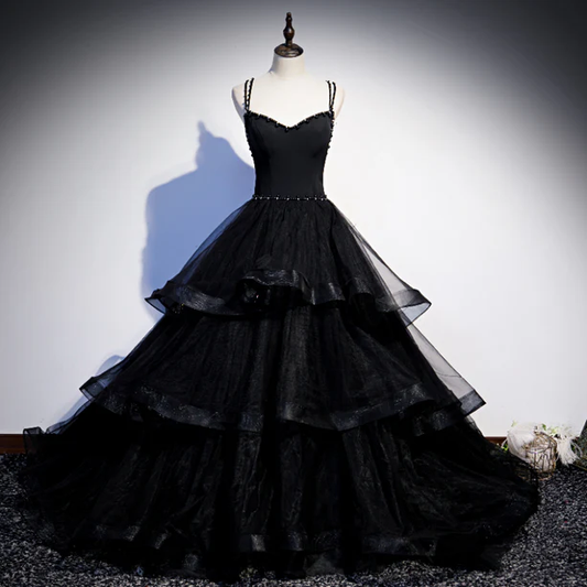 Clam A Line Spaghetti Straps Beading Layers Tulle  Long Prom Dress,Evening Dress GG376