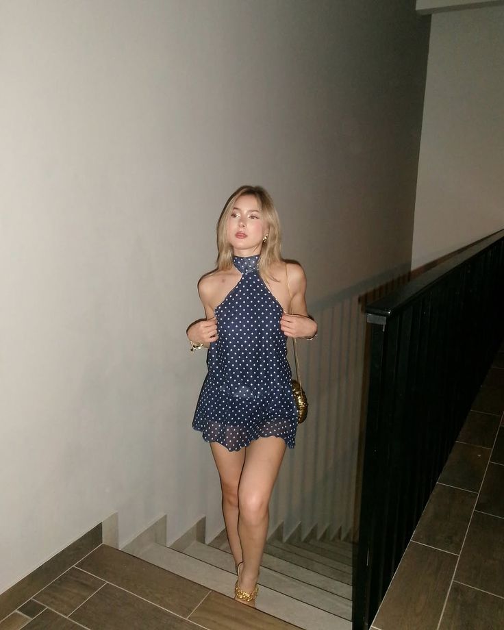 Halter A Line Chiffon Polka Dots Backless Short Homecoming Dress,Summer 22th Birthday Dress GG3916